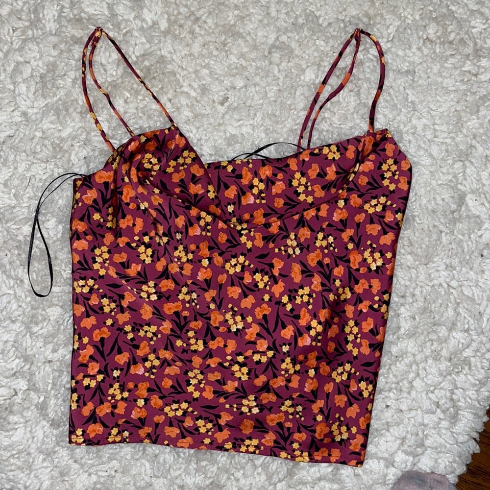 ZARA floral silk top
